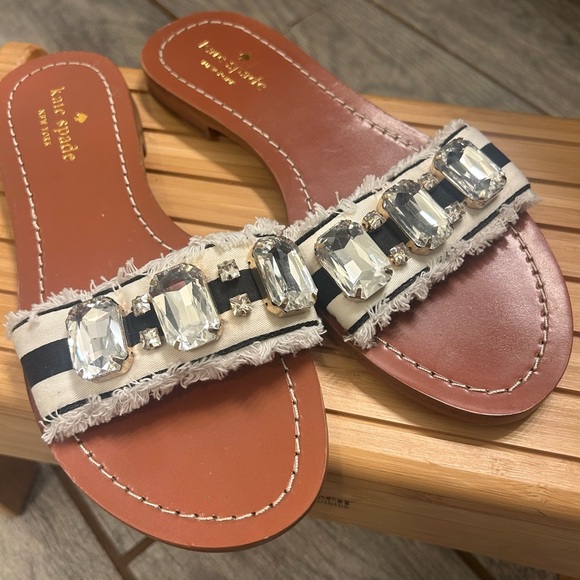 Kate Spade Striped Sandals with Crystal Accents - Picture 5 of 5